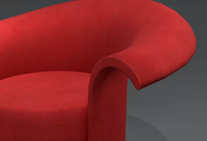red retro club lounge chair 3d model