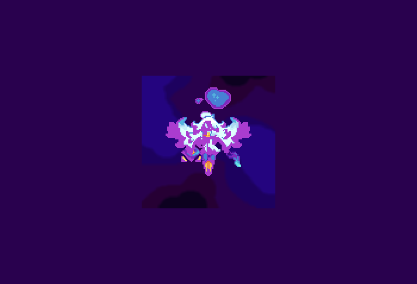 Blue Light a Reavealed a White Angel with Shadow pixel art character