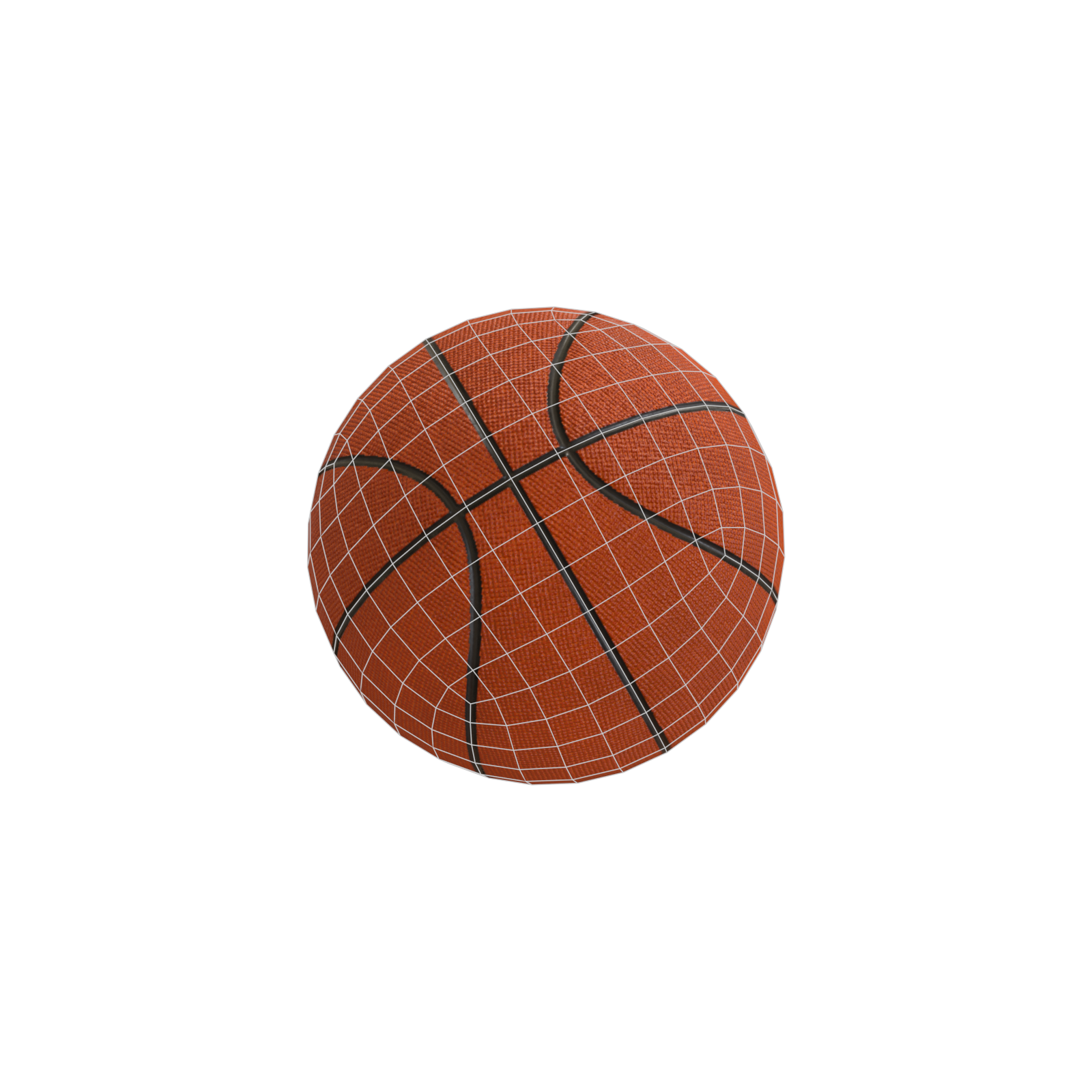 Basketball 3 low poly basketball 3D model game ready wireframe view