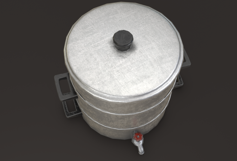 low poly stacked cooking pot game prop 3d model top viedw prev9
