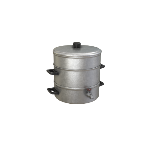 Retro aluminium pot steamer 3d model low poly game ready prev1