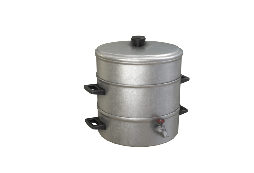 Retro aluminium pot steamer 3d model low poly game ready prev1