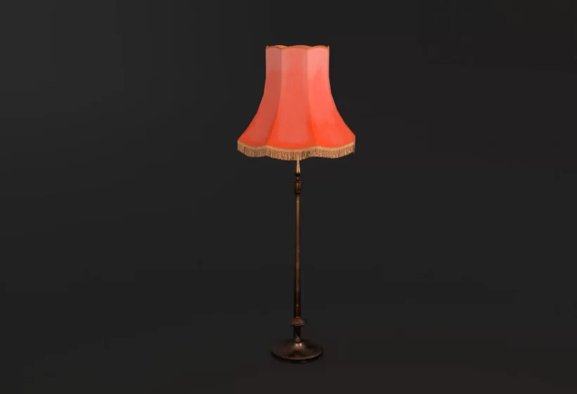 Retro floor lamp brass with shade red green victgorian prev2