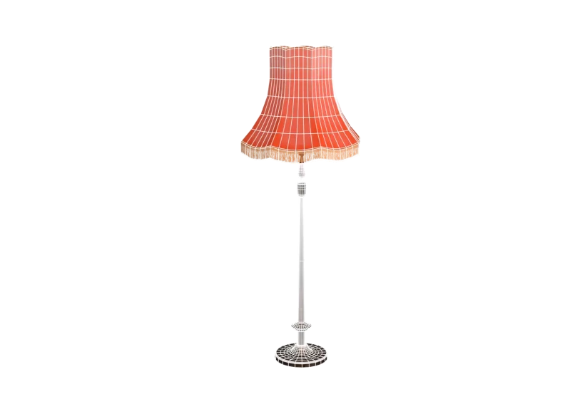 vintage victorian floor lamp 3D model game ready wireframe prev3