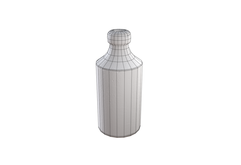 low poly alchemy medieval bottle 3D asset game ready wireframe preview