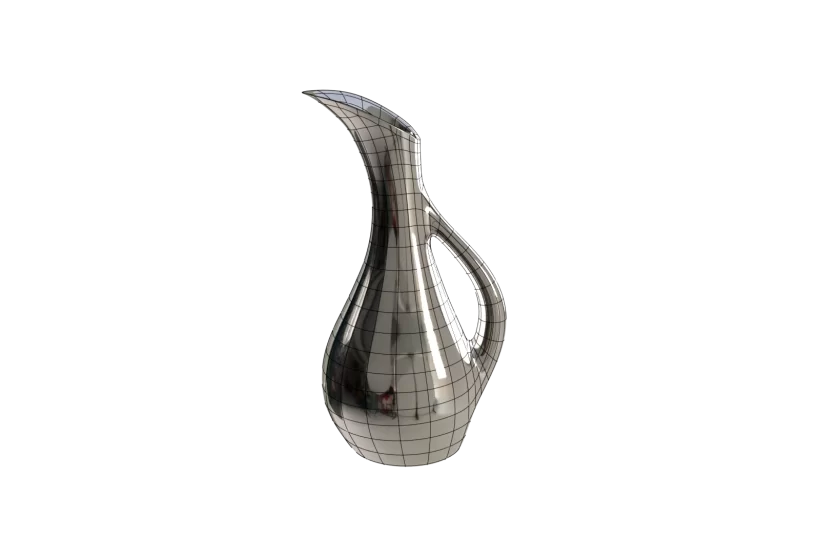 A metal jug 3D model for download low poly Blender Eevee wireframe prev