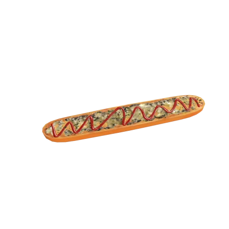 Polish zapiekanka 3D model street food baguette prev1