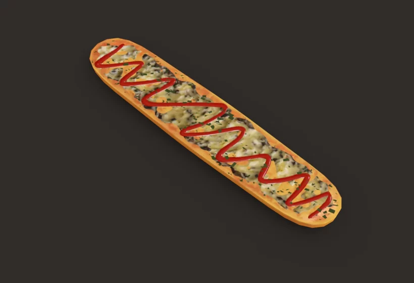 bistro food props zapiekanka z pieczarkama 3D model low poly game ready