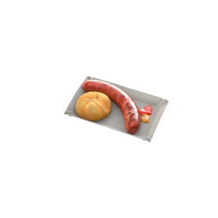 bistro street food sausage and bun 3D model game ready Cryengine