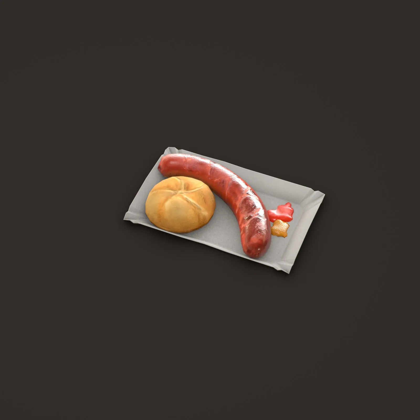 Fried Sausage 2 fried sausage 3D model game ready asset Cryengine Blender UE Unity Godot