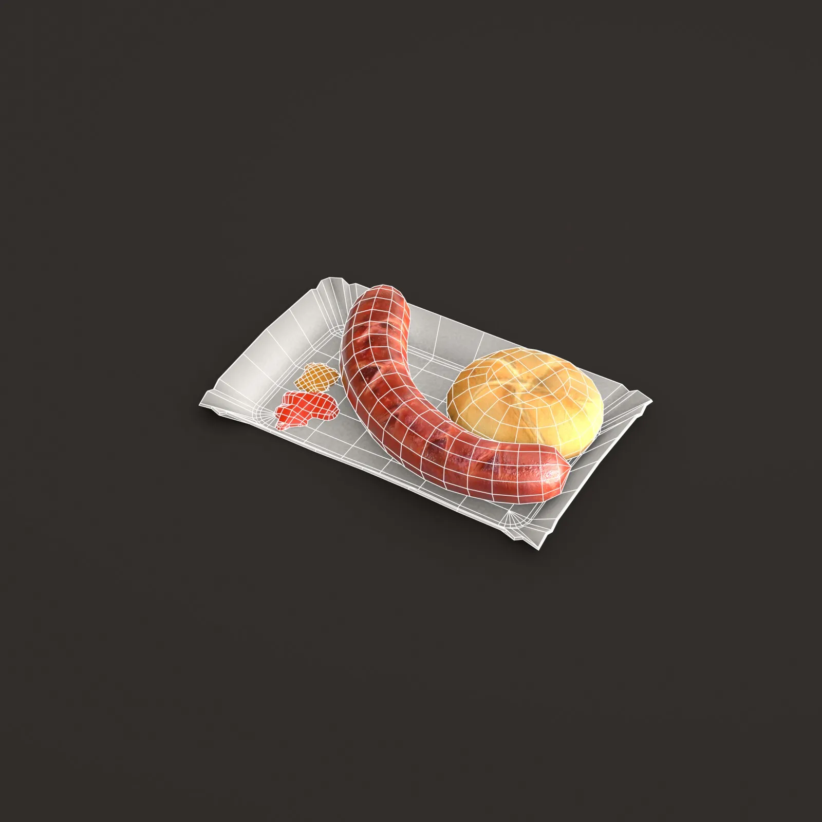 Fried Sausage 3 street food stall fried sausage game prop wireframe preview