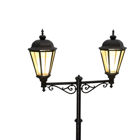 classic street lamp post lights 3D model game ready low poly closeup detail view
