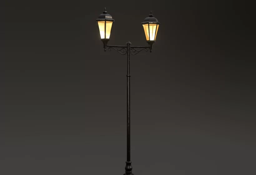 A double street lamp 3d model cryengine asset Blender