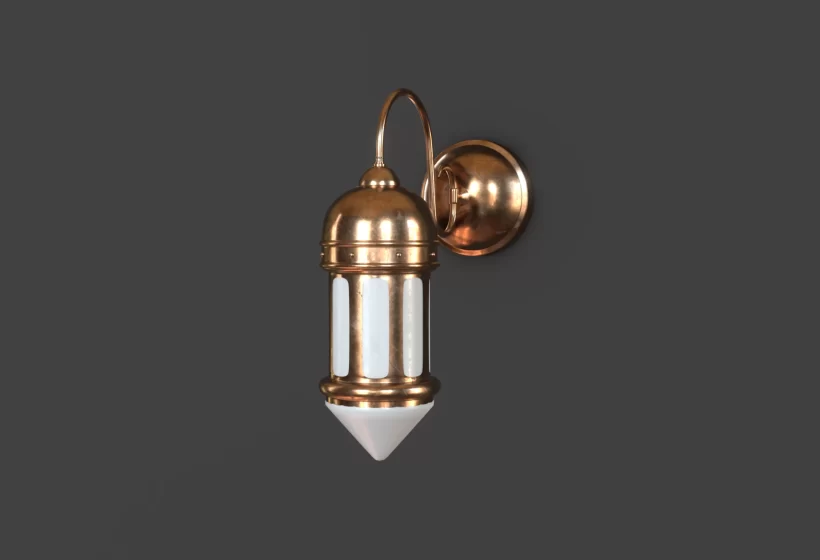 metal wall lamp low poly game ready 3d model prev3