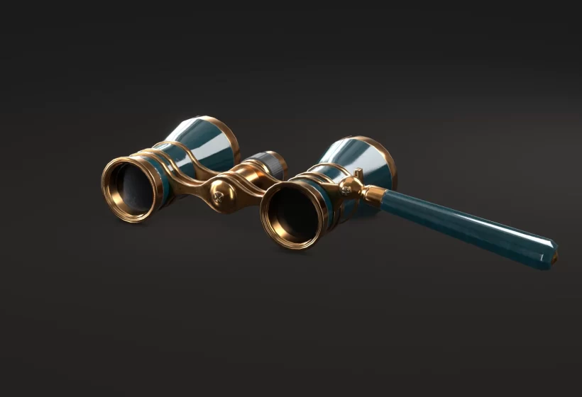 3d theatre lorgnette binoculars blue low poly model