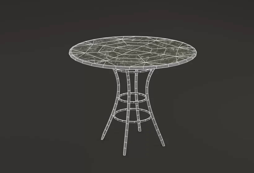 game ready italian Restaurant outdoor table 3d model low poly asset wireframe