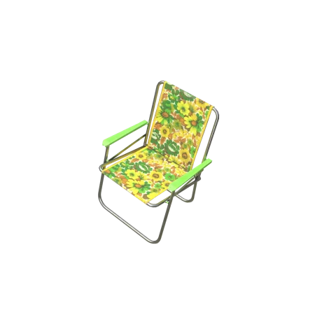 Game ready low poly folding chair 3D asset floral pattern