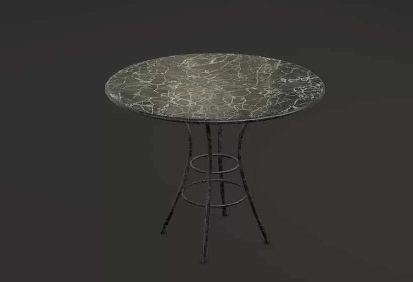 green italian cafe marble and iron round table 3d model style 5
