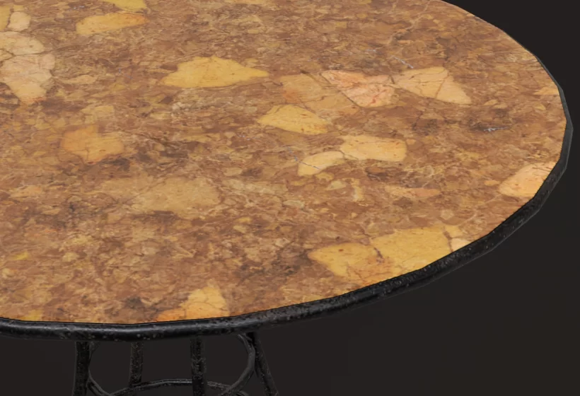 italian marble round table 3d model game ready asset closeup preview