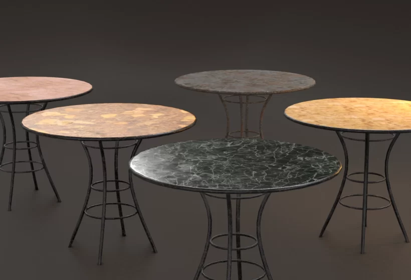 outdoor bistro restaurant table iron and marble french italian 3d models collection - 5 styles preview