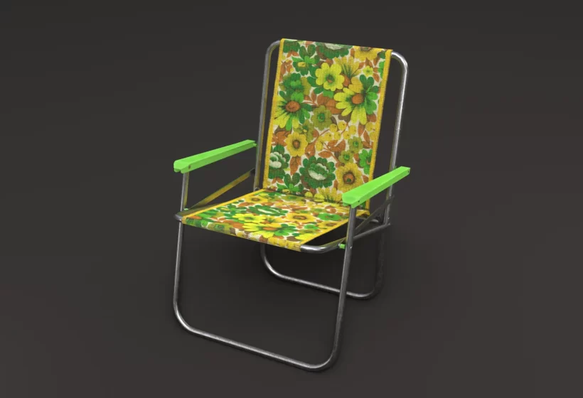 Retro vintage folded deck chair 3d model low poly game ready Cryengine Blender
