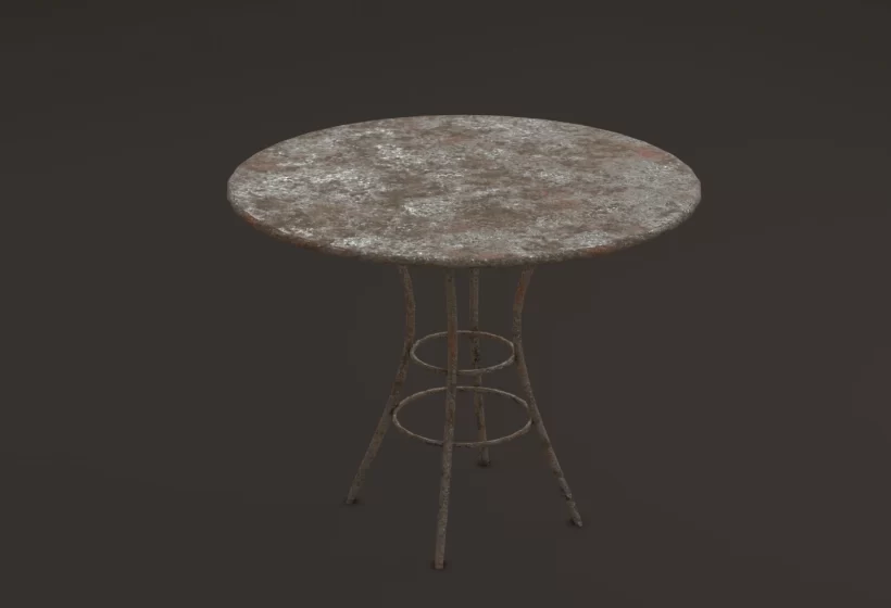 Rusted iron table 3D model for abandoned evnironment game ready