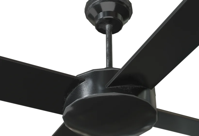 Realistic Office Ceiling Fan 3D Model closeup view