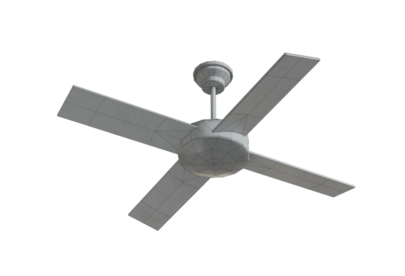 Low poly 3D office fan - game ready asset - wireframe view