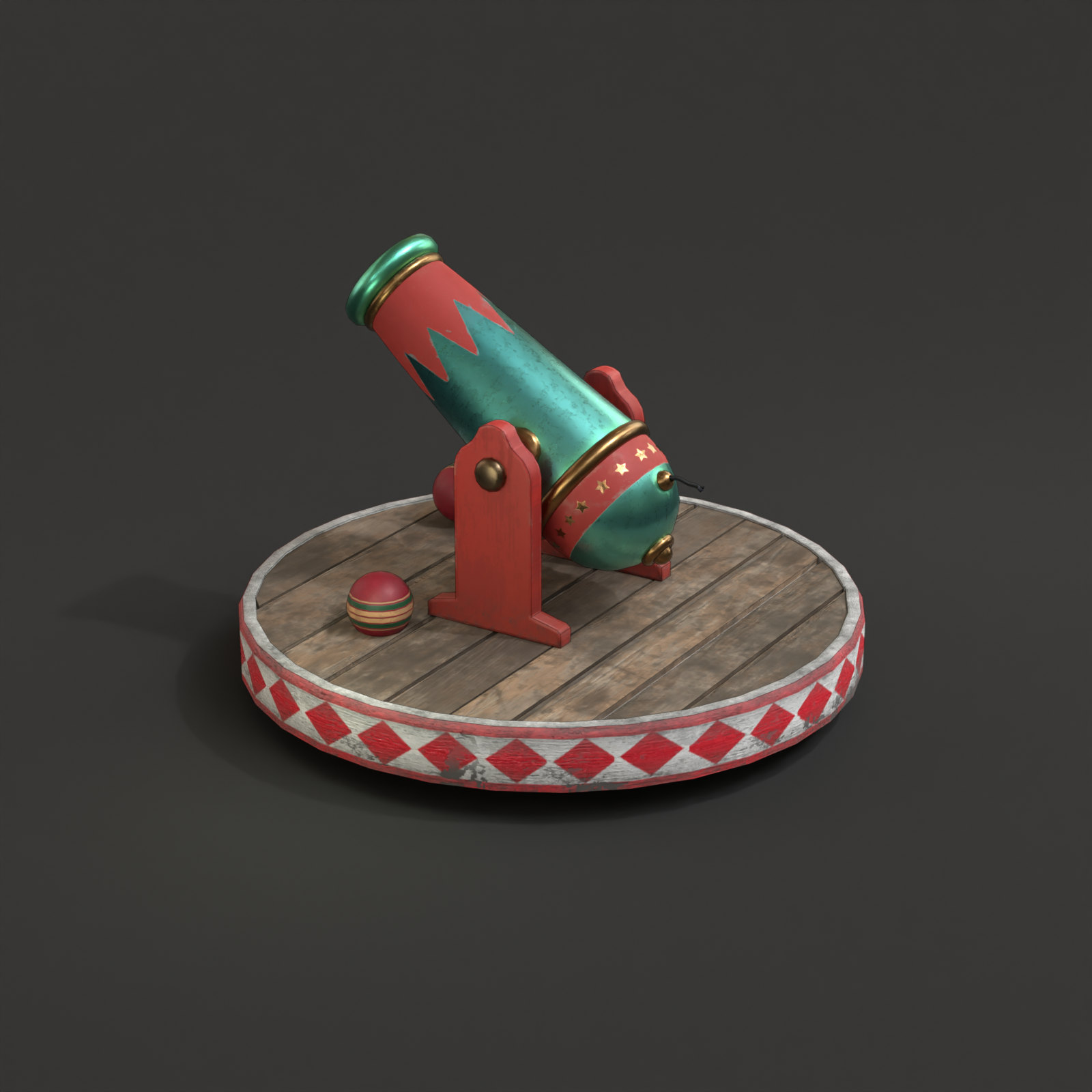 Circus Cannon 3 Stylized circus cannon Blender cycles natural light 3D asset