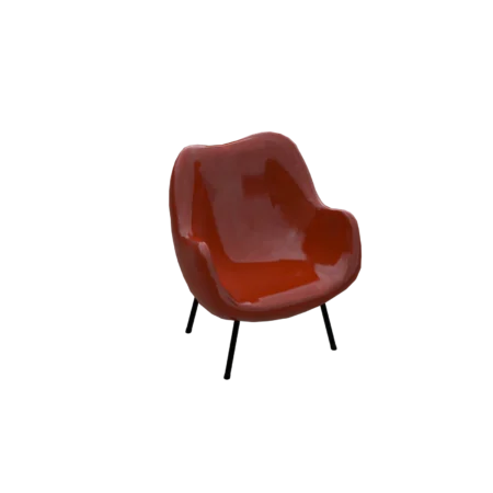 mid century designer plastic chair red 3d model